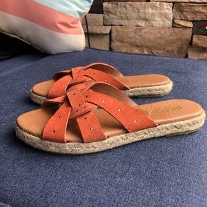 Picon Orange Suede Leather Slip on Sandals New 8